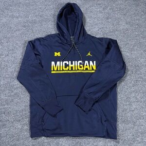 Michigan Wolverines Nike Air Jordan Hoodie Hooded Sweatshirt Mens Medium Navy